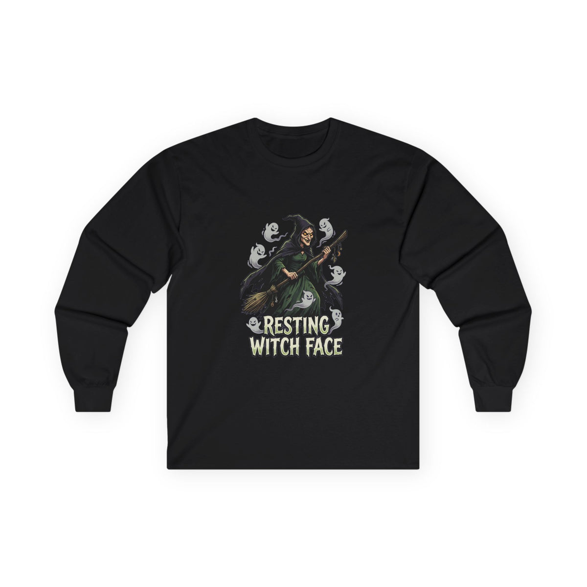 Halloween Reasting Witch Face, Long SleeveTee shirt.